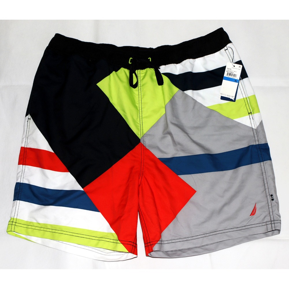 Nautica Quick Dry Men's Multi-Color Brief‎ Lined Swim Trunks Boardshorts Size XL
